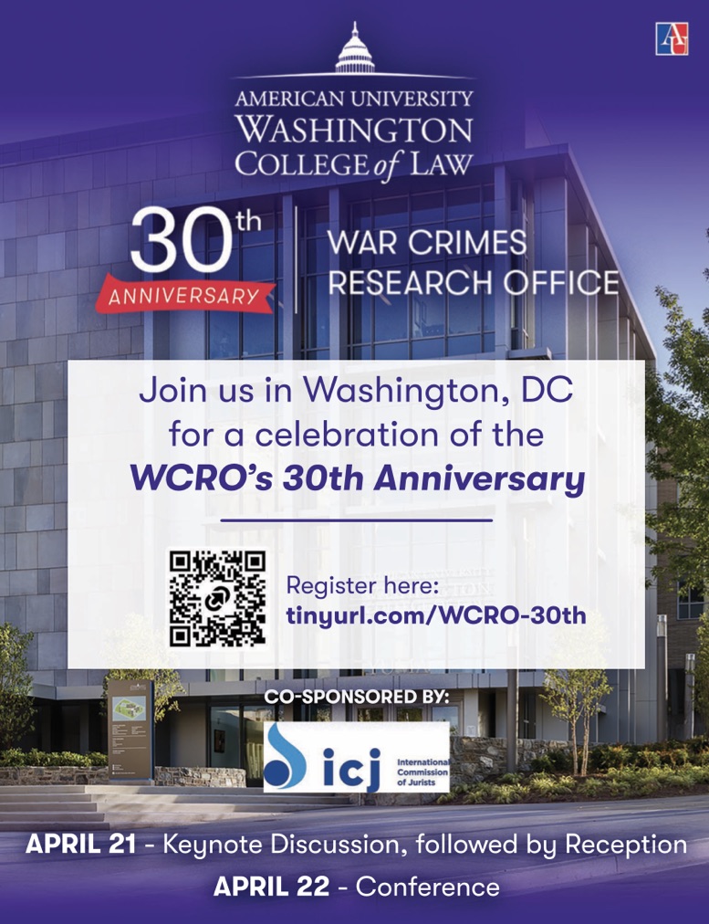 30th Anniversary War Crimes Save the Date 30th Anniversary War Crimes Save the Date