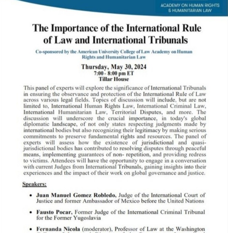 The Importance of the International Rule of Law and International Tribunals