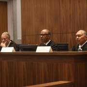 Judge Tim Dyk of the Federal Circuit, Chief Judge Roger Gregory of the Fourth Circuit and Judge Reggie Walton of U.S. District Court presided over the final round of competition.