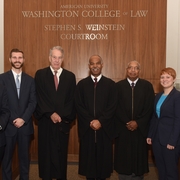 Wechsler judges with the finalists from Michigan State University College of Law and University of Kansas School of Law.