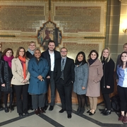 Students with alumnus Matthew D'Orsi, WTO Dispute Settlement Lawyer, Legal Affairs Division in Geneva