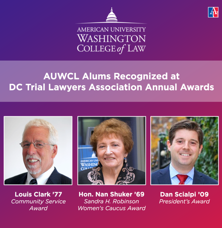 AUWCL Alums recognized at DC Trial Lawyers Association Annual Awards Dinner