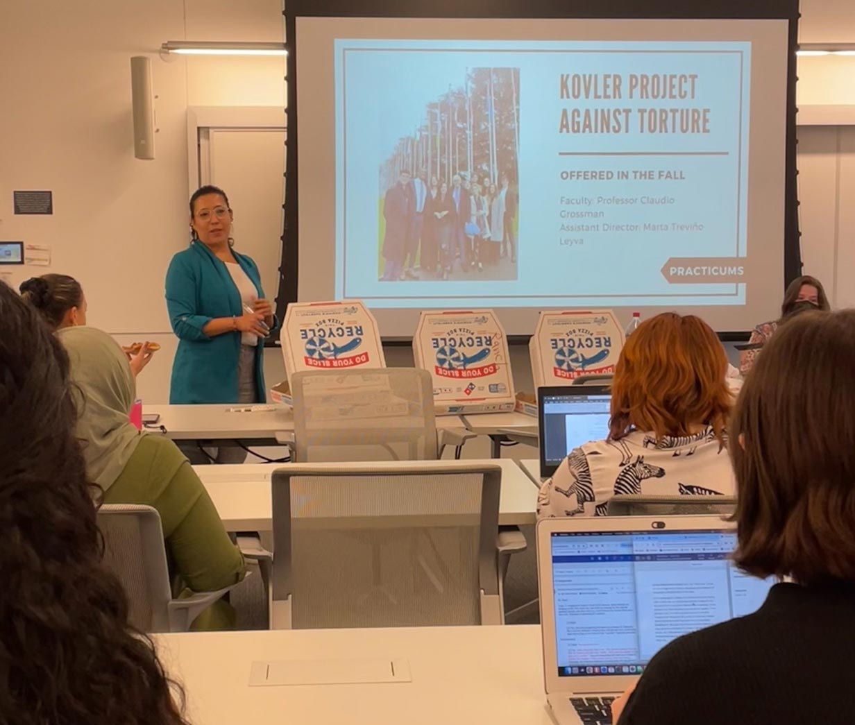 Assistant Director of the Kovler Project, Marta Treviño-Leyva, attended the WCL International Law Students Association’s (ILSA) and pizza was provided at the event 